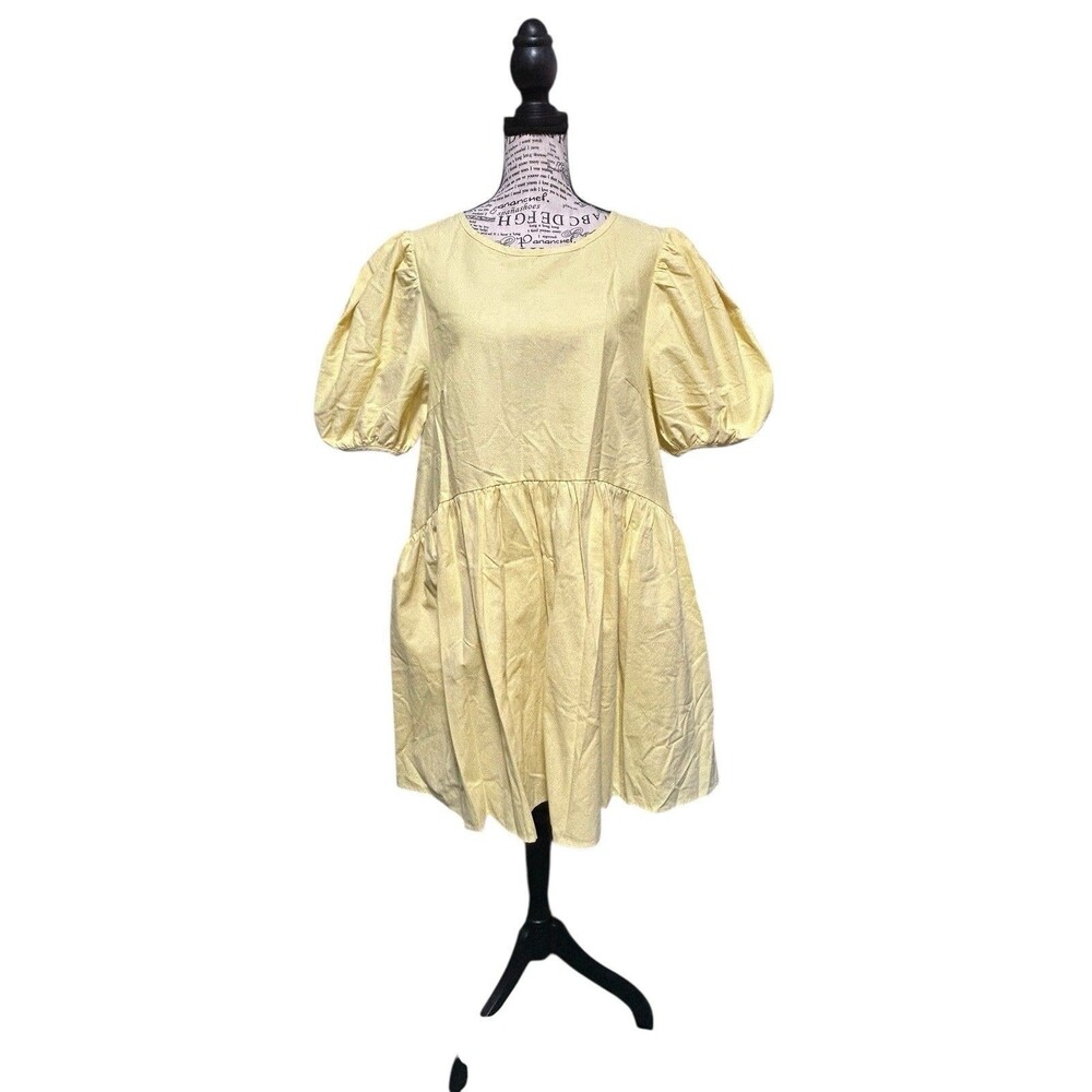 Labelrail x Olivia & Alice Bubble Dress Butter Yellow Lagenlook Minimalist Sz 14